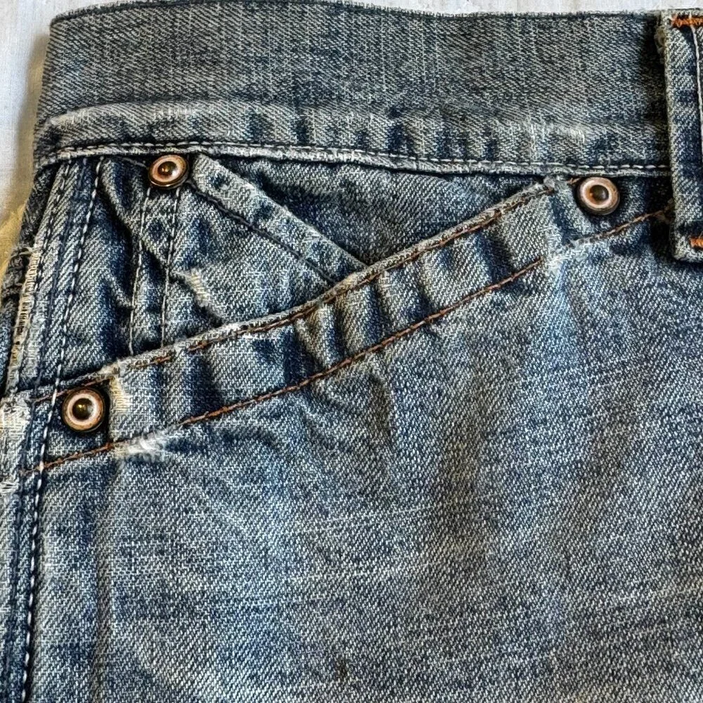 Lucky Brand Vintage Y2K Denim Maxi Pencil Skirt with Long Slit Pockets Waist 30